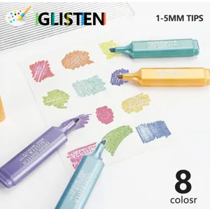 Glitter markeerstift set 8 kleuren metalen marker pennen voor school kantoor