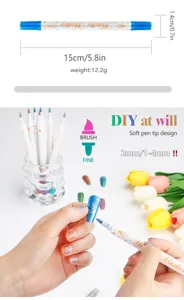 Rotulador acrílico para manicura de doble punta con pincel y punta fina para diseño DIY