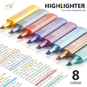 Metalen Glitter Markeerstiften Set Beitelpunt Assorti Kleuren Pennen Voor School En Kantoor Schrijven En Markeren