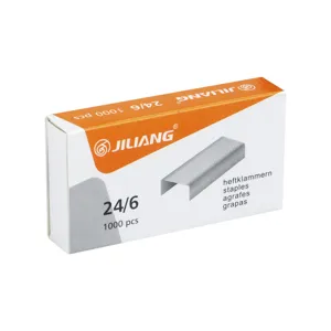 Standard 24/6 office metal staples, 1000 pieces per white box, durable binding supplies