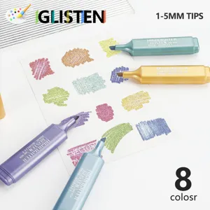 Glitter markeerstift set metallische kleuren beitelpunt markers voor school journaling