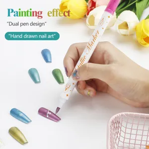 Rotulador metálico acrílico de doble punta para nail art y diseños de manicura