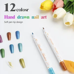 Rotuladores metálicos para uñas de doble punta 12 colores para pintura acrílica y DIY