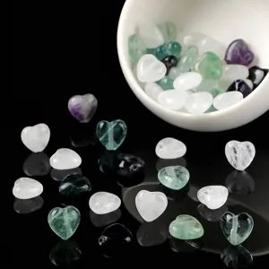 Natural Stone Heart Loose Beads Crystal Agate Fluorite Rose Quartz Beads For DIY Jewelry Making Bracelet Necklace Accessories