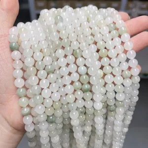 Natural Tianshan Cui Jade Loose Beads Round Abacus Bamboo Tube Shape DIY Jewelry Making Accessories Polished Green White Stone Beads Strand