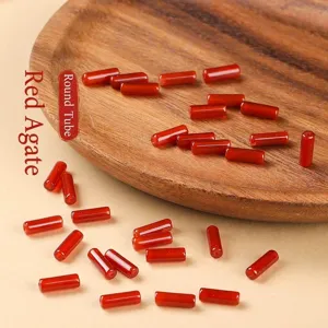 Natural Red Agate Tube Beads Cylindrical Polished Loose Beads For DIY Bracelet Necklace Jewelry Making Handmade Crafts Accessories