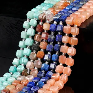 Natural Stone Cube Faceted Loose Beads Polished Gemstone Square Sugar Beads For DIY Jewelry Making Bracelet Necklace Accessories