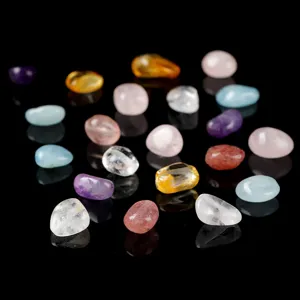 Pietre naturali burattate assortite, ametista e quarzo rosa per gioielli fai da te