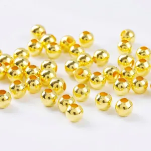High-quality 18K gold plated copper round spacer beads for DIY jewelry making