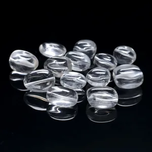 Cuentas ovaladas de cuarzo cristalino natural de alta transparencia para joyas DIY.
