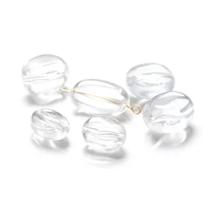 Cuentas de cuarzo transparente natural de forma ovalada para la creación de joyas DIY