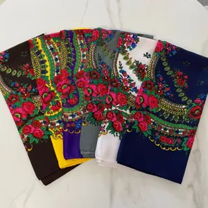 Pañuelo Cuadrado de Rayón Estilo Bohemio Étnico Mujer Estampado Floral Rosa Paisley Chal Moda