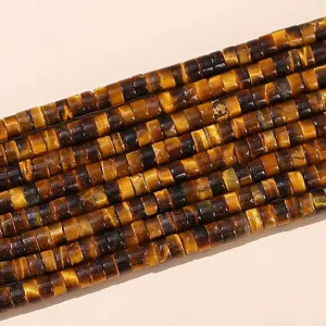 Natural Yellow Tiger Eye Stone Flat Disc Shape Spacer Beads DIY Jewelry Making Accessories Loose Beads