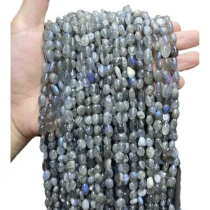 6-8mm natural grey labradorite moonstone irregular tumbled beads for DIY jewelry DIY