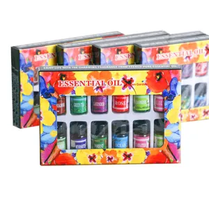 Commercio all'ingrosso set regalo olio essenziale 12pz 3ml con elegante scatola floreale.