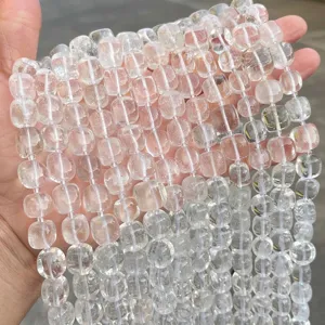 Perle Sfuse Quadrate in Cristallo Bianco Naturale Perle a Cubo in Quarzo Chiaro Lucidato per Accessori Gioielli Fai da Te