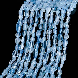 Perles en Pépite d'Aigue-marine Naturelle Irrégulière Bleu Ciel Perles en Pierre Roulée en Vrac pour la Fabrication de Bijoux DIY Accessoires de Colliers