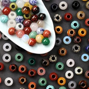 Natural crystal large hole gemstone loose beads for DIY jewelry making accessories