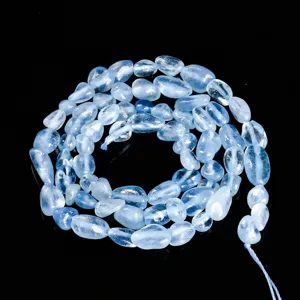 Perles pépites d'aigue-marine naturelles irrégulières 6-8mm pour accessoires bijoux DIY