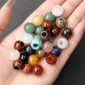 Natural mixed stone large hole beads for DIY jewelry making and bracelet spacer beads