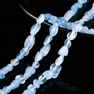 Perles de pépite d'aigue-marine naturelle irrégulière 6-8mm pour la création de bijoux
