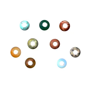 Premium natural crystal stone large hole donut beads for DIY jewelry making accessories
