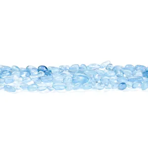 Perles de pépite d'aigue-marine bleu clair naturelles pour la création de bijoux DIY
