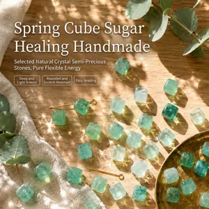 Natural green strawberry quartz cube beads for DIY handmade jewelry and craft making