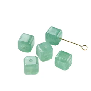 Natural green strawberry quartz cube beads for creative DIY jewelry making projects