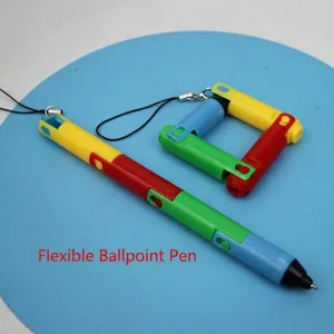 Creative Foldable Ballpoint Pen Bendable Deformable Novelty Writing Pen With Lanyard Plastic Colorful Stationery For Office School Gift