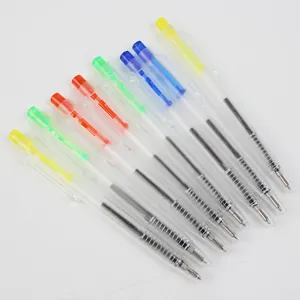 Mini transparent ballpoint pen 10.5cm portable colorful press ball pens set stationery.