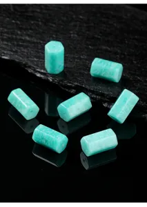 Macro view of natural hexagonal Amazonite beads for DIY jewelry making accessories