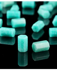 Detailed view of natural amazonite hexagonal column beads for DIY handmade jewelry components