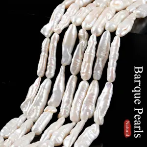 Perle Barocche Naturali d'Acqua Dolce a Forma di Stuzzicadenti Perle Sfuse Bianche Rosa Lunghe Irregolari per la Creazione di Gioielli Fai-da-te Collane
