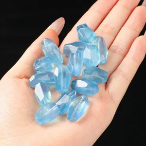 Cuentas facetadas de aguamarina azul natural para la creación de joyas hechas a mano
