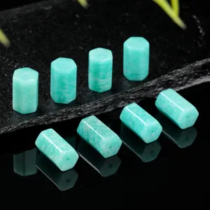Natural polished Amazonite hexagonal pillar stone beads for DIY jewelry and bracelets