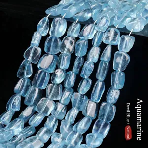 Perles d'Aigue-Marine Naturelle Irrégulières Polies Dégradé Bleu Perles de Pierres Précieuses en Vrac pour la Création de Bijoux DIY Bracelet Collier