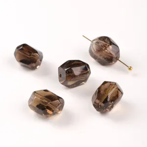 Cuentas sueltas facetadas de cuarzo ahumado natural para accesorios de joyas