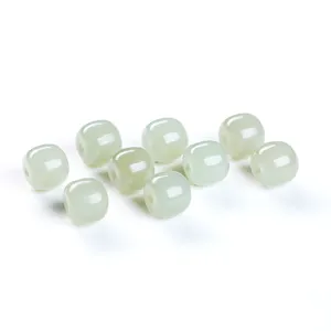 Natural Hetian jade loose beads for DIY jewelry making accessories in light green