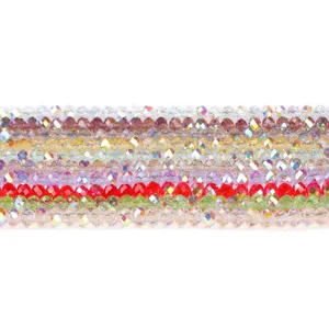 Assorted faceted crystal glass spacer beads in vibrant colors for DIY jewelry making crafts