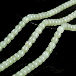 Natural Hetian jade 108 mala beads necklace with polished old-style cylindrical beads
