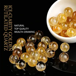 Natürliche Goldene Rutilquarz Kristall Lose Perlen Runde Edelstein Für DIY Schmuckherstellung Armband Halskette Zubehör