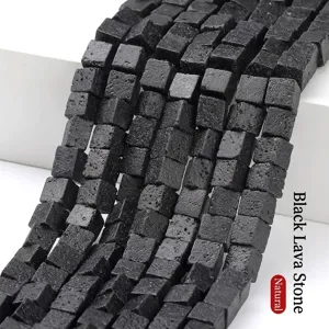Natural Black Lava Stone Cube Loose Beads Square Volcanic Rock Spacer Beads For DIY Jewelry Making Bracelet Necklace Findings