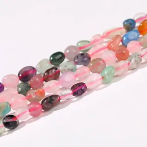 Fils de perles en cristal naturel multicolore pour accessoires de bijoux artisanaux