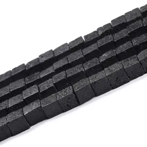 Natural black lava stone square loose beads for DIY jewelry making handicraft accessories