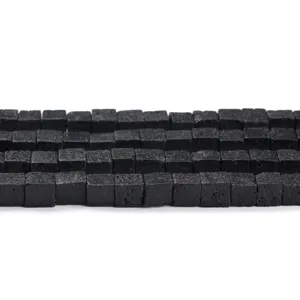 Natural black lava stone cube spacer beads for DIY handmade jewelry making crafts