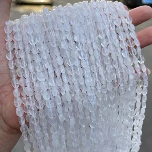 Faceted Natural Clear Quartz Oval Loose Beads Sparkling Crystal Stone For DIY Bracelet Necklace Jewelry Making Accessories