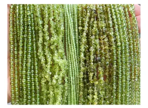 Various shapes of natural green peridot gemstone bead strands for DIY jewelry
