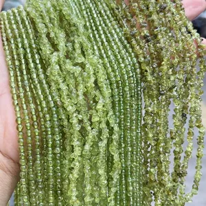 Natural Peridot Loose Beads Faceted Crushed Stone Cube Gemstone Beads For DIY Jewelry Making Necklace Bracelet Semi-Finished Handcraft Accessories