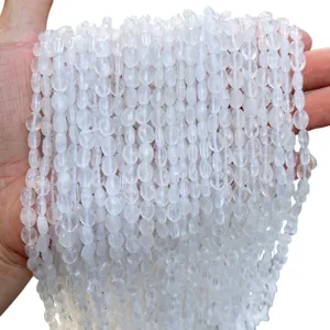 Faceted natural white crystal oval loose beads for DIY jewelry making accessories